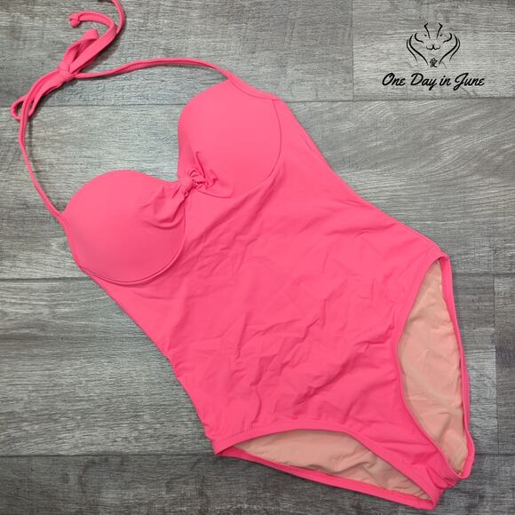J. Crew Knot Front Halter One Piece Swimsuit Size 0 (D-Cup) - Picture 1 of 5